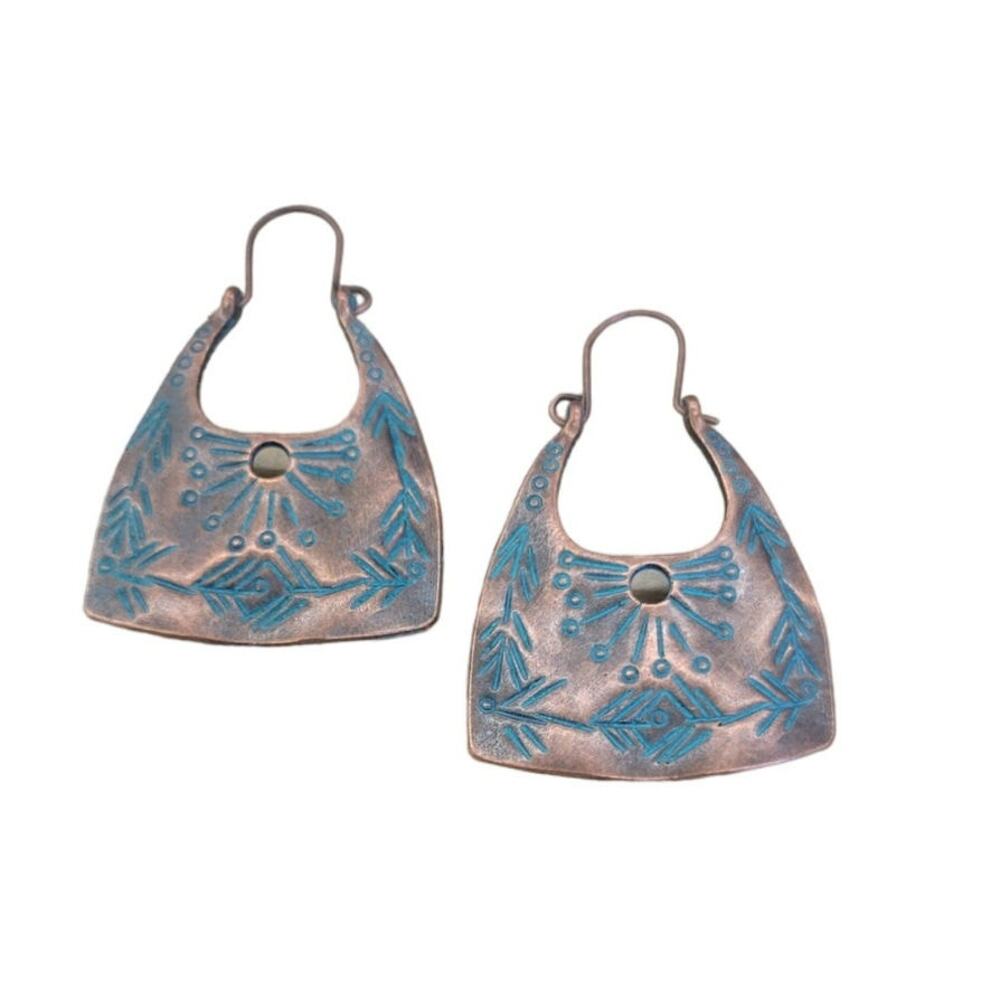 Gypsy etched Tribal Dangle Drop earrings